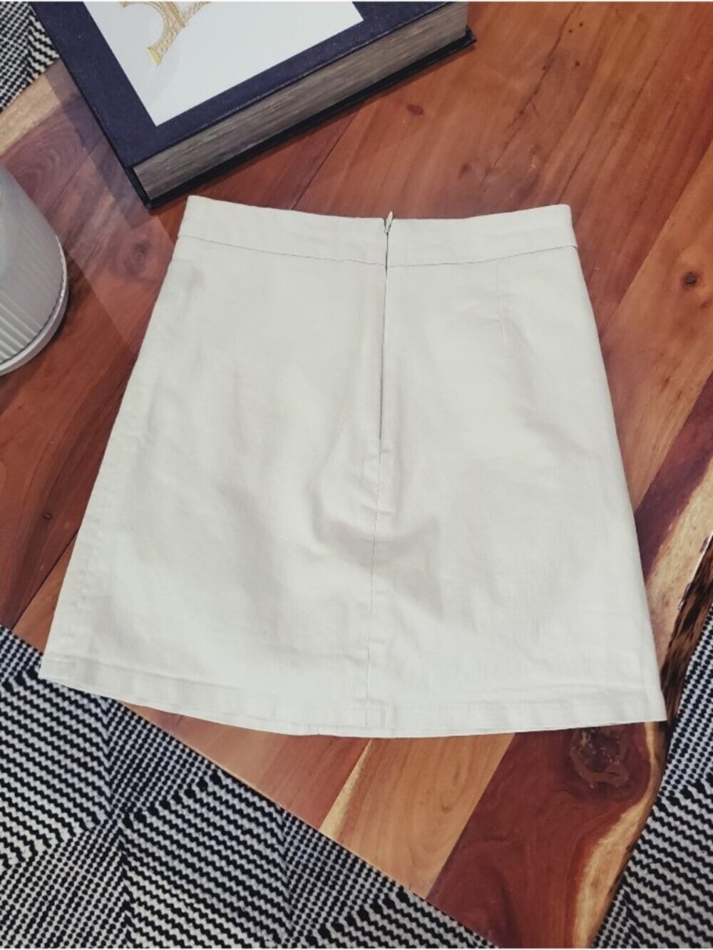 ROSEE BONBON High-waisted Neutral Cotton Mini Skirt